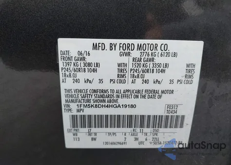 2017 Ford Explorer Xlt из США, поврежденный, VIN 1FM5K8DH4HGA19180